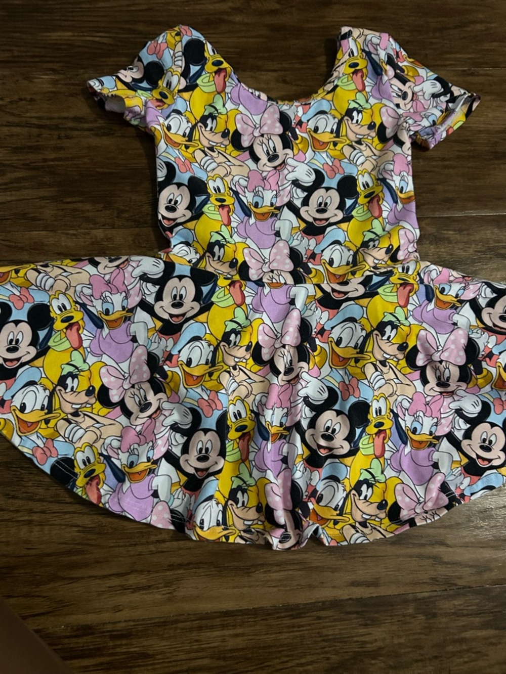 Disney Character Print Pink & Yellow Girls' Twirl Dress